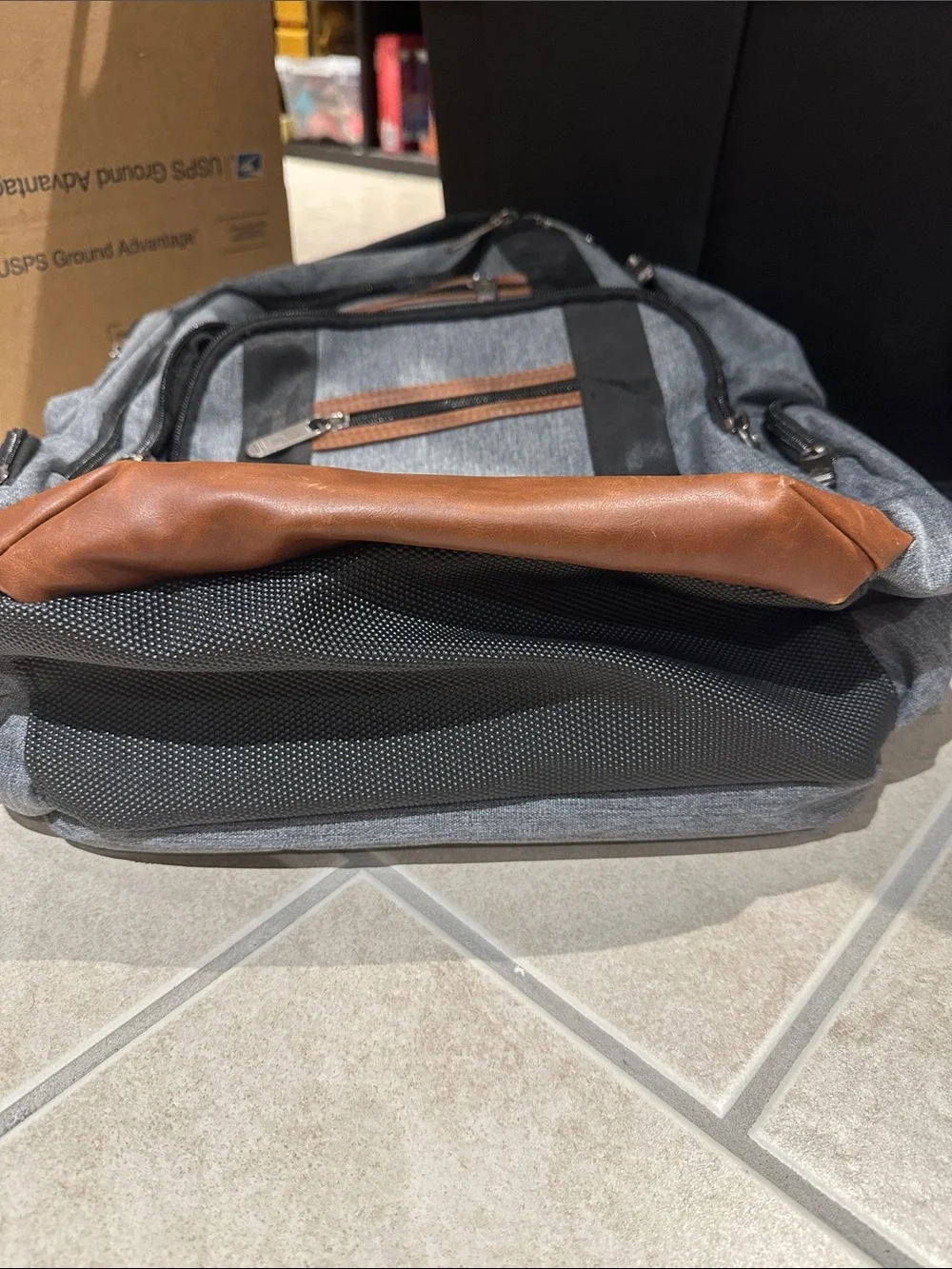 Original Penguin Gray and Brown Multi-Zip Everyday Backpack. Great condition!